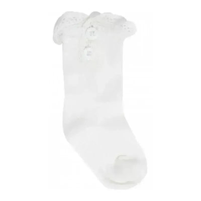 Baby Deer - Baby Girl Ivory Boot Sock With Lace Trim Image 1