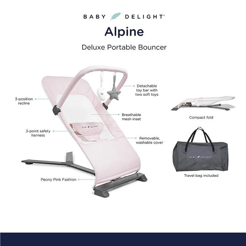 Baby Delight - Alpine Deluxe Portable Bouncer, Peony Pink Image 2