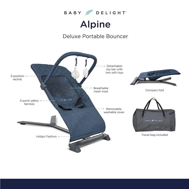 Baby Delight - Alpine Deluxe Portable Bouncer, Quilted Indigo Image 2