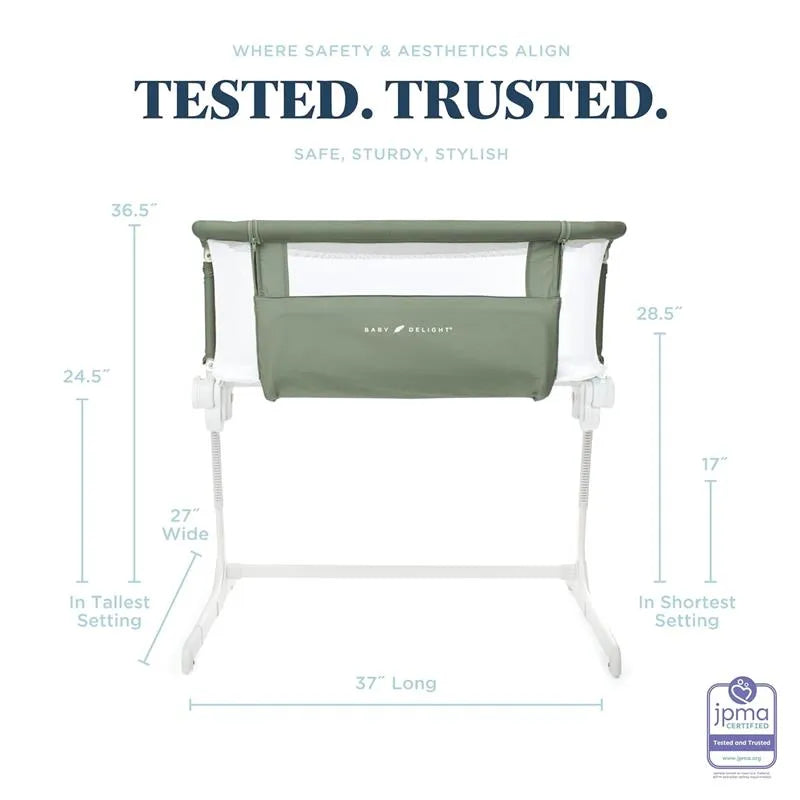 Baby Delight - Beside Me Dreamer Bassinet, 6-Position Height Adjustment, Organic Sage Image 3