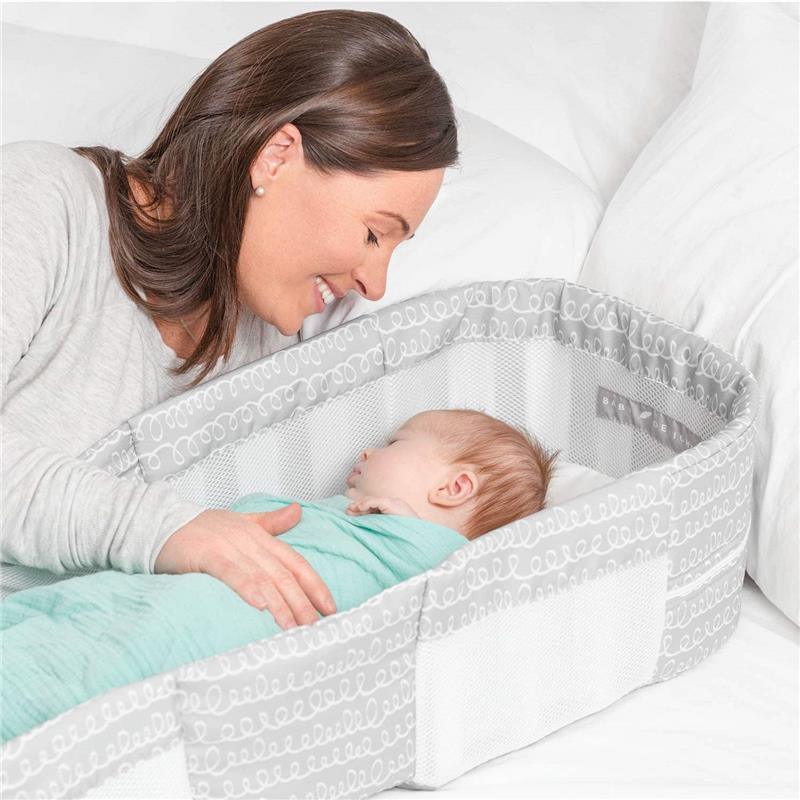 LINEN White Grey baby nest - neutral gender newborn sleeping bed