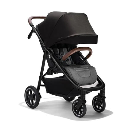 Baby Jogger City Mini Air Stroller in Rich Black with a durable design, large canopy, and comfortable seat.