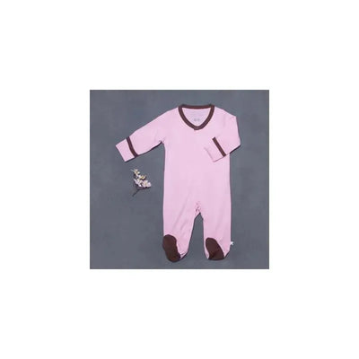 Baby Soy Solid Soft Footie-Petal/Chocolate Image 1