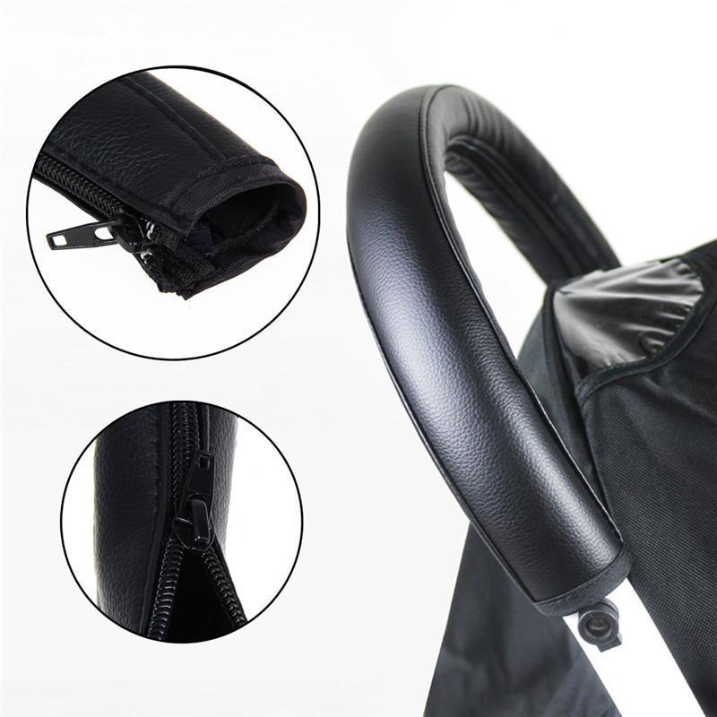 Baby Stroller Armrest Pu Leather Protective Case Cover, Black Image 1