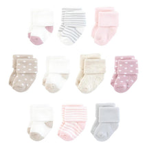 Baby Vision 10Pk Organic Terry Socks, Soft Pink Dot Stripe Image 1