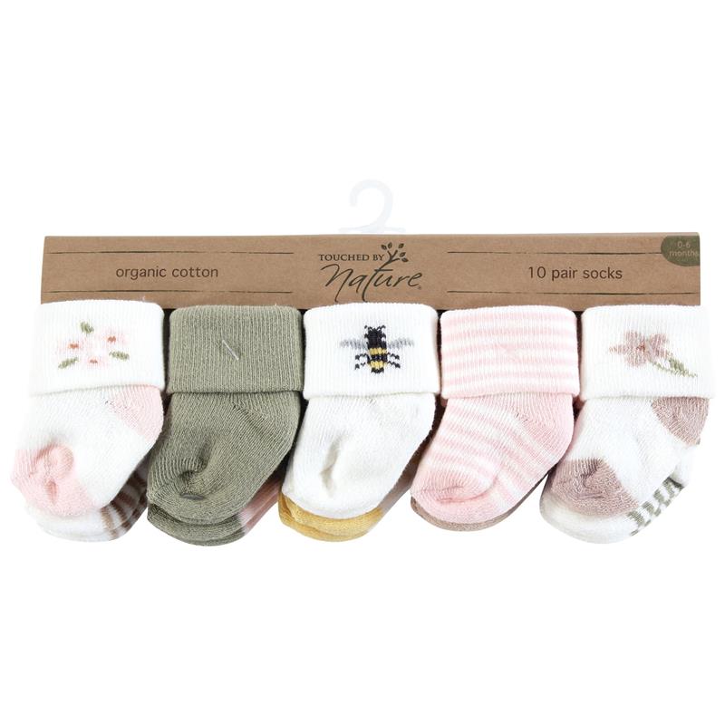 Baby Vision 10Pk Organic Terry Socks Soft Wildflower Image 2