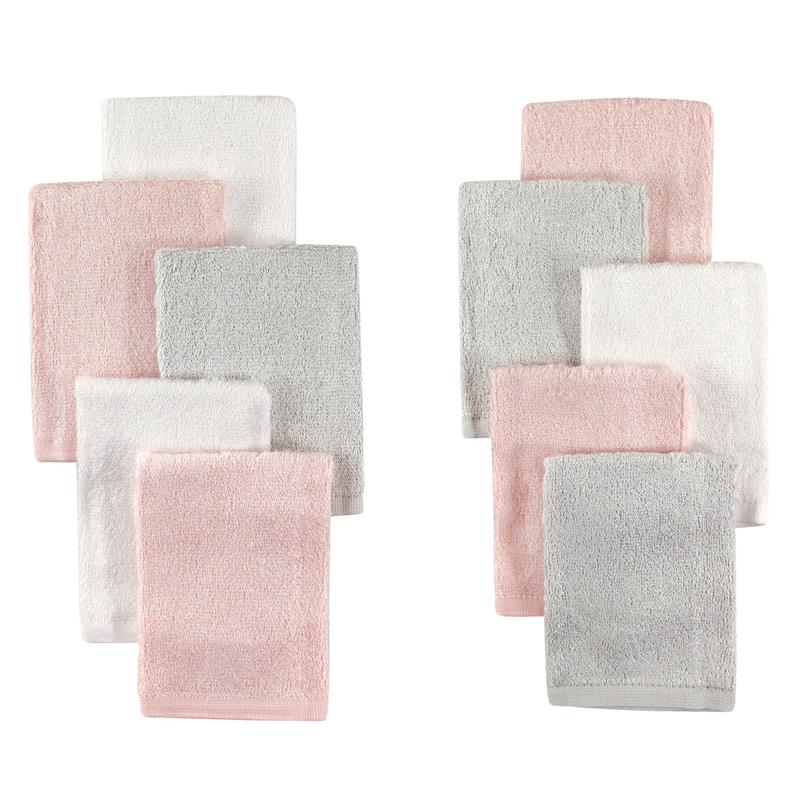 Baby Vision - 10Pk Rayon From Bamboo Washcloth, Light Pink/Gray Image 2