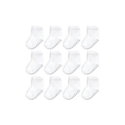 Baby Vision - 12Pk Baby Unisex Organic Non Skid Socks, White, 6/12M Image 1