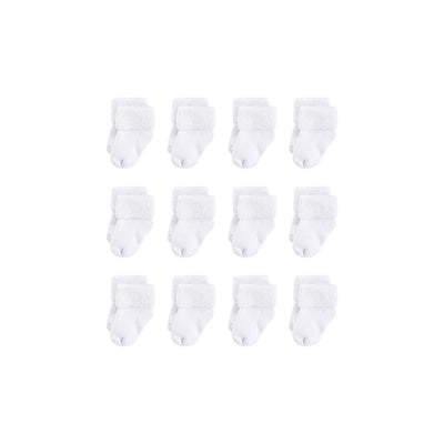 Baby Vision - 12Pk Baby Unisex Terry Socks, White, 6/12M Image 1