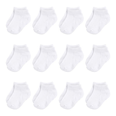 Baby Vision 12Pk Girls Organic Cotton Casual Sock, White Image 1