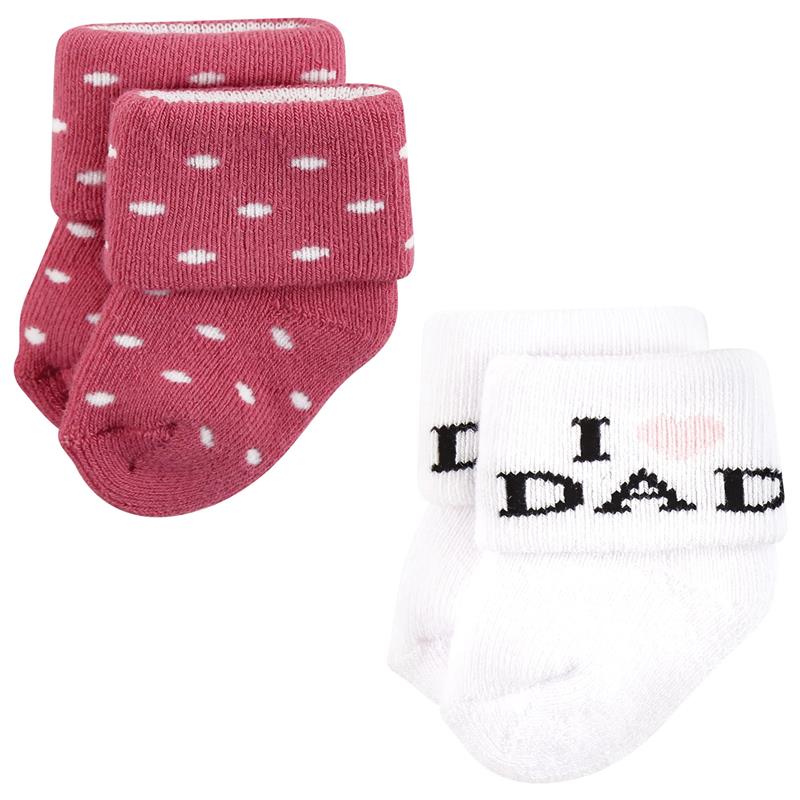 Baby Vision 12Pk Terry Socks Mom & Dad Girl Pink/Black Image 4