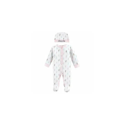 Baby Vision - 2Pc Baby Girl Sleep N Play and Cap Set, Preemie, Feathers Image 1