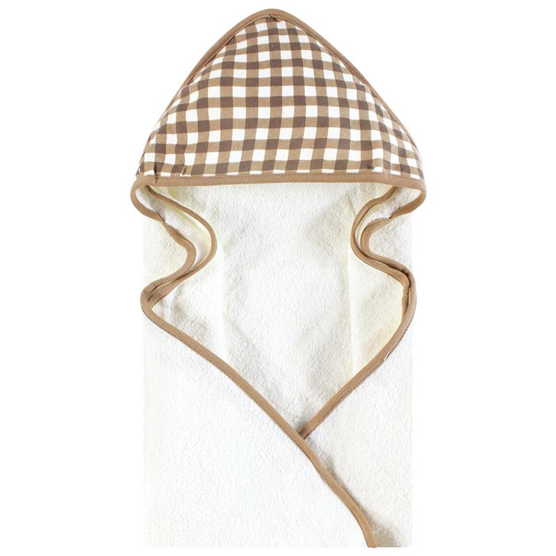 Baby Vision 2Pk Hooded Towel Brown Gingham Puppy Image 4