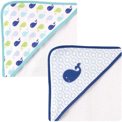 Baby Vision - 2Pk Luvable Friends Hooded Towel, Blue Whale Image 1