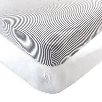 Baby Vision 2Pk Nature Organic Cotton Crib Sheet, White Heather Charcoal, One Size Image 1