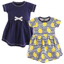 Baby Vision - 2Pk Organic Cotton Short-Sleeve Dresses, Lemons Image 1