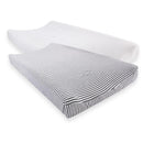 Baby Vision 2Pk Unisex Baby Organic Cotton Changing Pad Cover, White Heather Charcoal, One Size Image 2