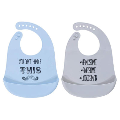Baby Vision 2Pk Unisex Baby Silicone Bibs, Mustache, One Size Image 1