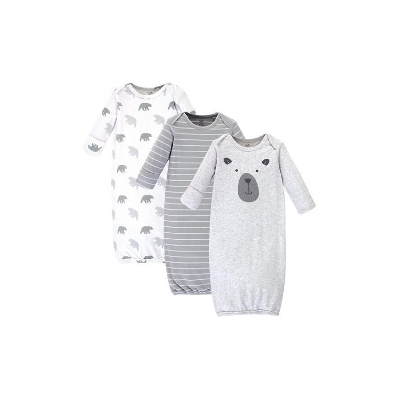 Baby Vision - 3Pk Baby Organic Interlock Gowns, Preemie, Bear Image 1