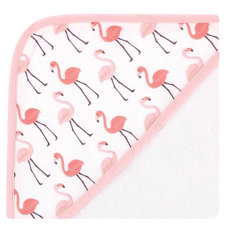 Baby Vision - 3Pk Hudson Baby Cotton Rich Hooded Towels, Coral Flamingo Image 5