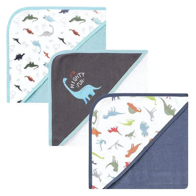 Baby Vision - 3Pk Hudson Baby Cotton Rich Hooded Towels, Dinosaurs Image 1