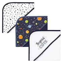 Baby Vision - 3Pk Hudson Baby Cotton Rich Hooded Towels, Solar System Image 1