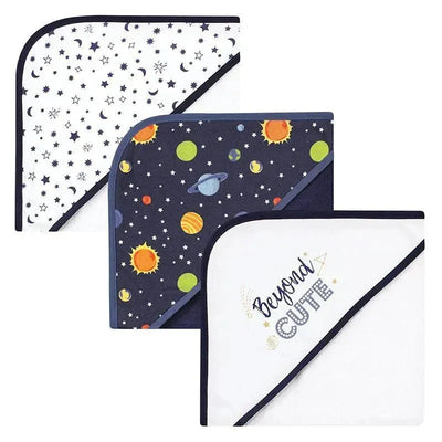 Baby Vision - 3Pk Hudson Baby Cotton Rich Hooded Towels, Solar System Image 1