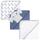 Baby Vision - 3Pk Hudson Baby Unisex Baby Cotton Rich Hooded Towels, Sailor Elephant Image 2