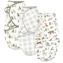 Baby Vision - 3Pk Hudson Baby Unisex Baby Quilted Cotton Swaddle Wrap, Forest Animals Image 1
