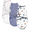 Baby Vision - 3Pk Hudson Baby Unisex Baby Quilted Cotton Swaddle Wrap, Space Image 2