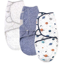 Baby Vision - 3Pk Hudson Baby Unisex Baby Quilted Cotton Swaddle Wrap, Space Image 2