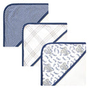 Baby Vision - 3Pk Touched by Nature Unisex Baby Organic Cotton Hooded Towels, Blue Elephant Image 2