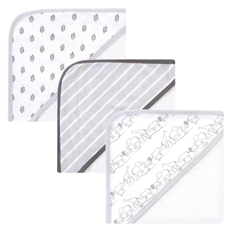 Baby Vision - 3Pk Touched by Nature Unisex Baby Organic Cotton Hooded Towels, Safari Image 2