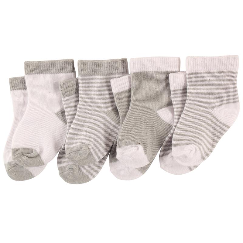 Baby Vision 4Pk Basic Crew Sock, Gray/White, 0/6M Image 2