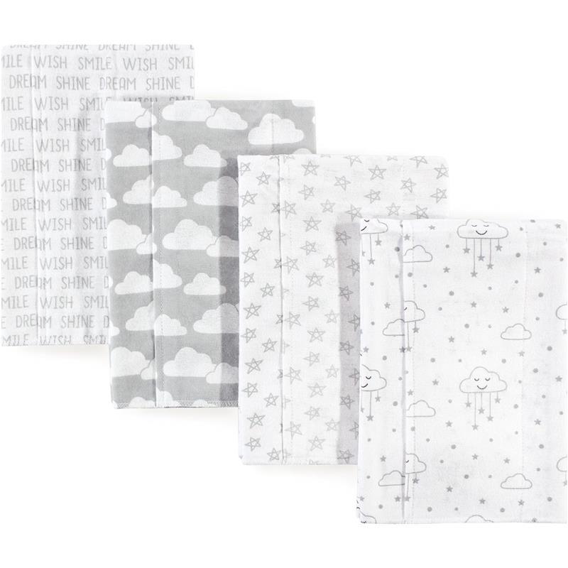 Baby Vision - Hudson Baby Unisex Baby Cotton Flannel Burp Cloths, Gray Clouds, One Size Image 1