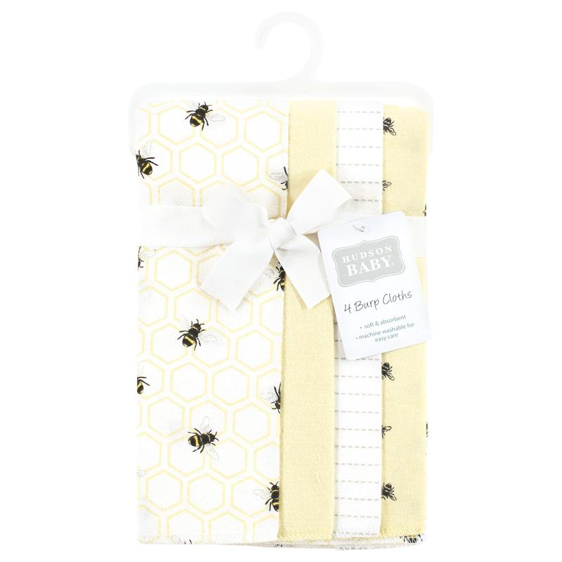 Baby Vision - 4Pk Flannel Burp Cloth Honey Bee Image 2