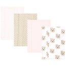 Baby Vision - 4Pk Flannel Burp Cloth Pink Taupe Bear Image 1