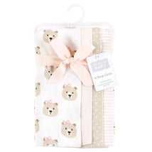 Baby Vision - 4Pk Flannel Burp Cloth Pink Taupe Bear Image 2