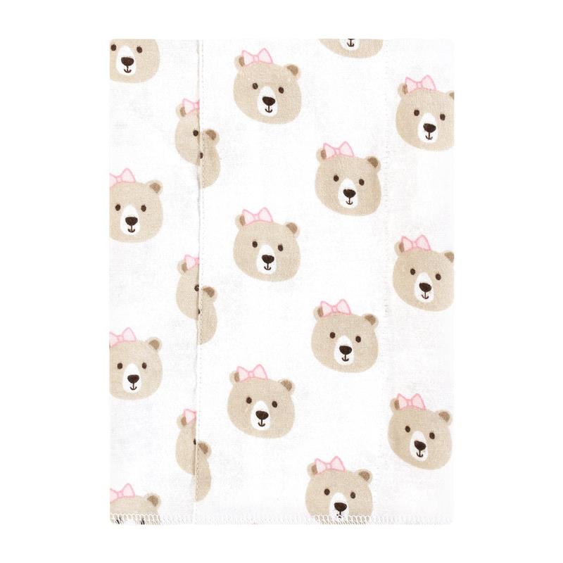 Baby Vision - 4Pk Flannel Burp Cloth Pink Taupe Bear Image 3