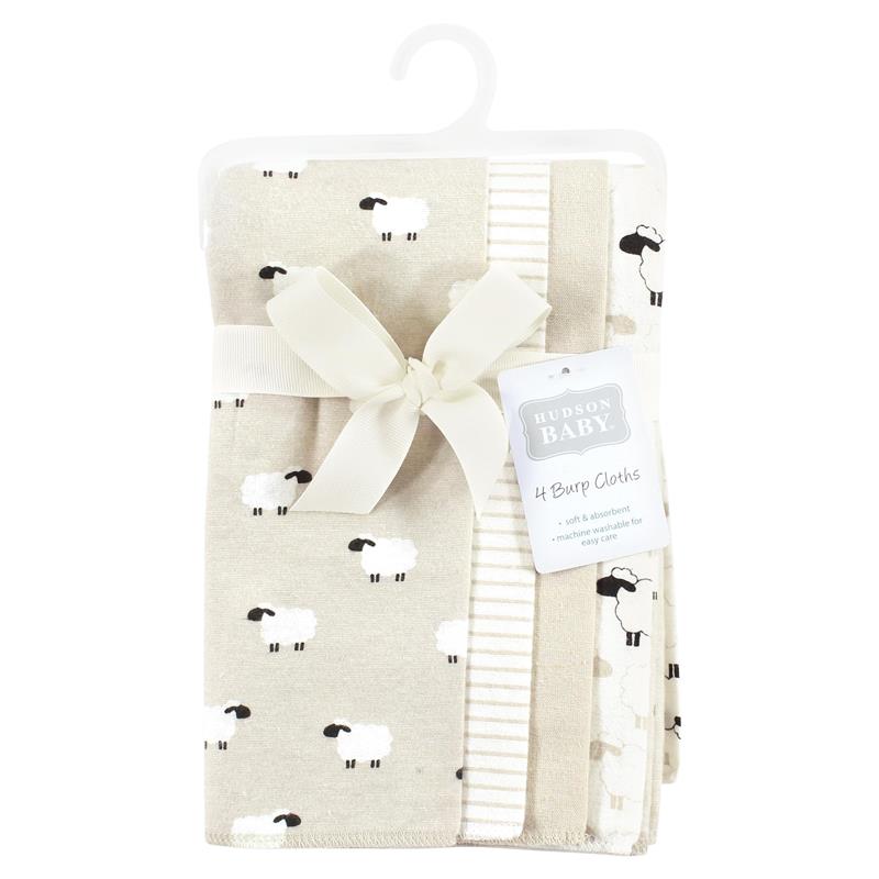 Baby Vision - 4Pk Flannel Burp Cloth Taupe Sheep Image 2