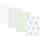 Baby Vision 4Pk Flannel Burp Cloths, Leafy Elephant Image 1