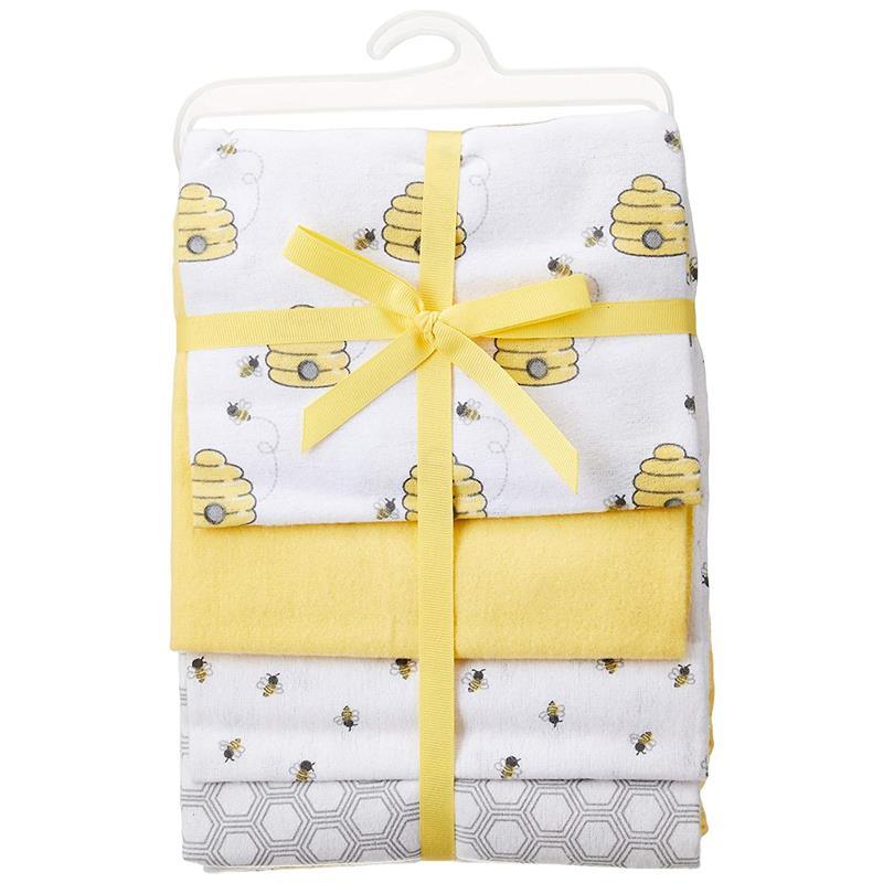 Baby Vision 4Pk Flannel Receiving Blanket, Bee Image 2