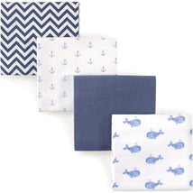 Baby Vision - 4Pk Flannel Receiving Blankets Blue Whale Image 1