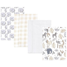Baby Vision - 4Pk Hudson Baby Unisex Baby Cotton Flannel Burp Cloths Neutral Safari Image 1