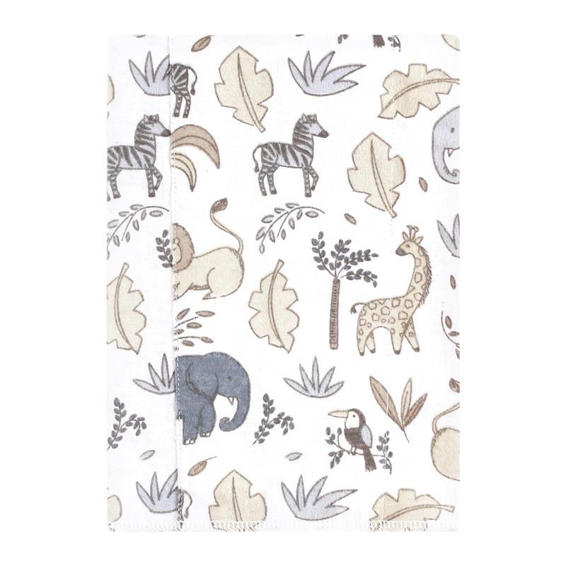 Baby Vision - 4Pk Hudson Baby Unisex Baby Cotton Flannel Burp Cloths Neutral Safari Image 3