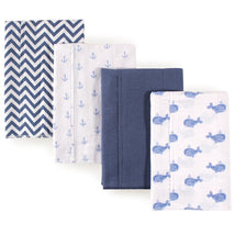 Baby Vision 4Pk Unisex Baby Cotton Flannel Burp Cloths, Whale, One Size Image 1