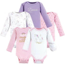 Baby Vision - 5Pk Baby Girl Long Sleeve Bodysuit, Preemie, Magical Unicorn Image 1
