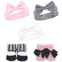 Baby Vision 5Pk Unisex Baby Headband & Socks Set, Houndstooth, 0/9M Image 2