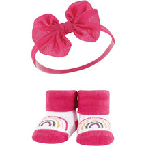 Baby Vision 6Pk Chiffon Bow Headband And Sock Set, Green Purple Image 2