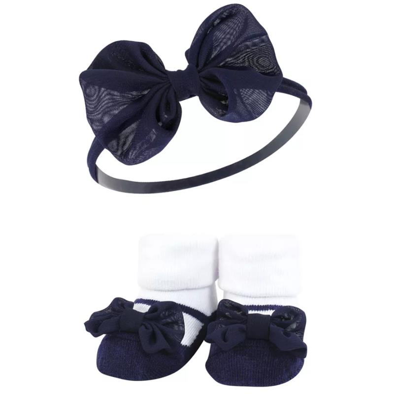 Baby Vision 6Pk Headband & Sock Set, Navy Gingham Image 4
